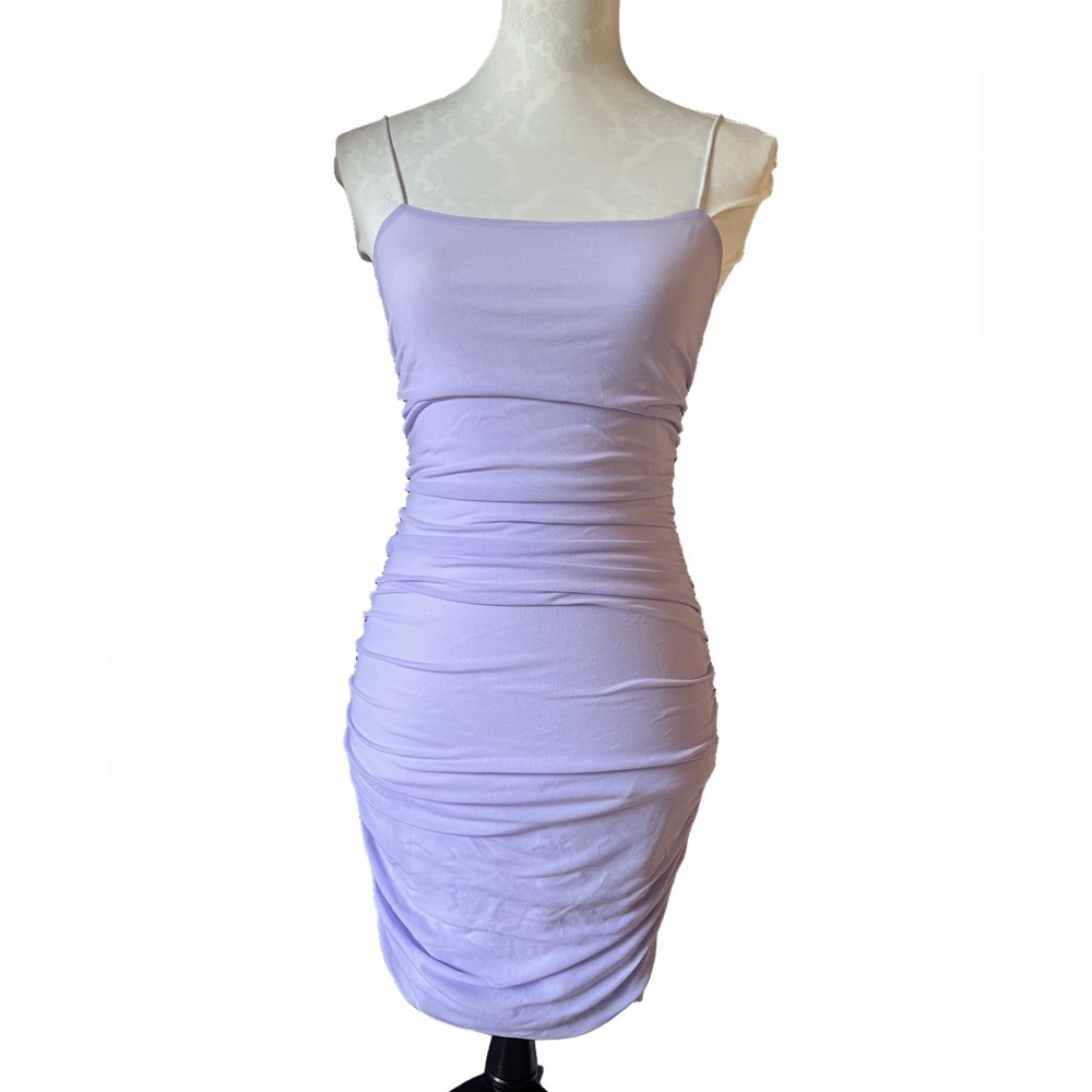 Hello Molly Favorite Things Lilac Ruched Mini Dress | Sleeveless Party Dress | M